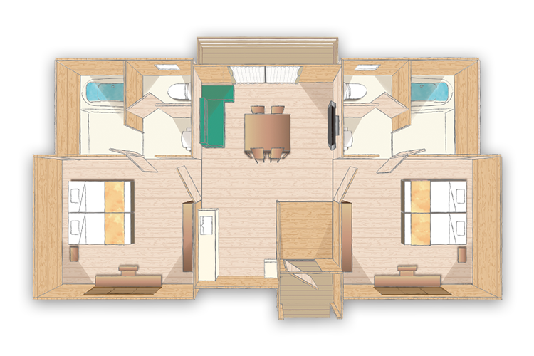 Log Cottage for Four Persons:Plan view